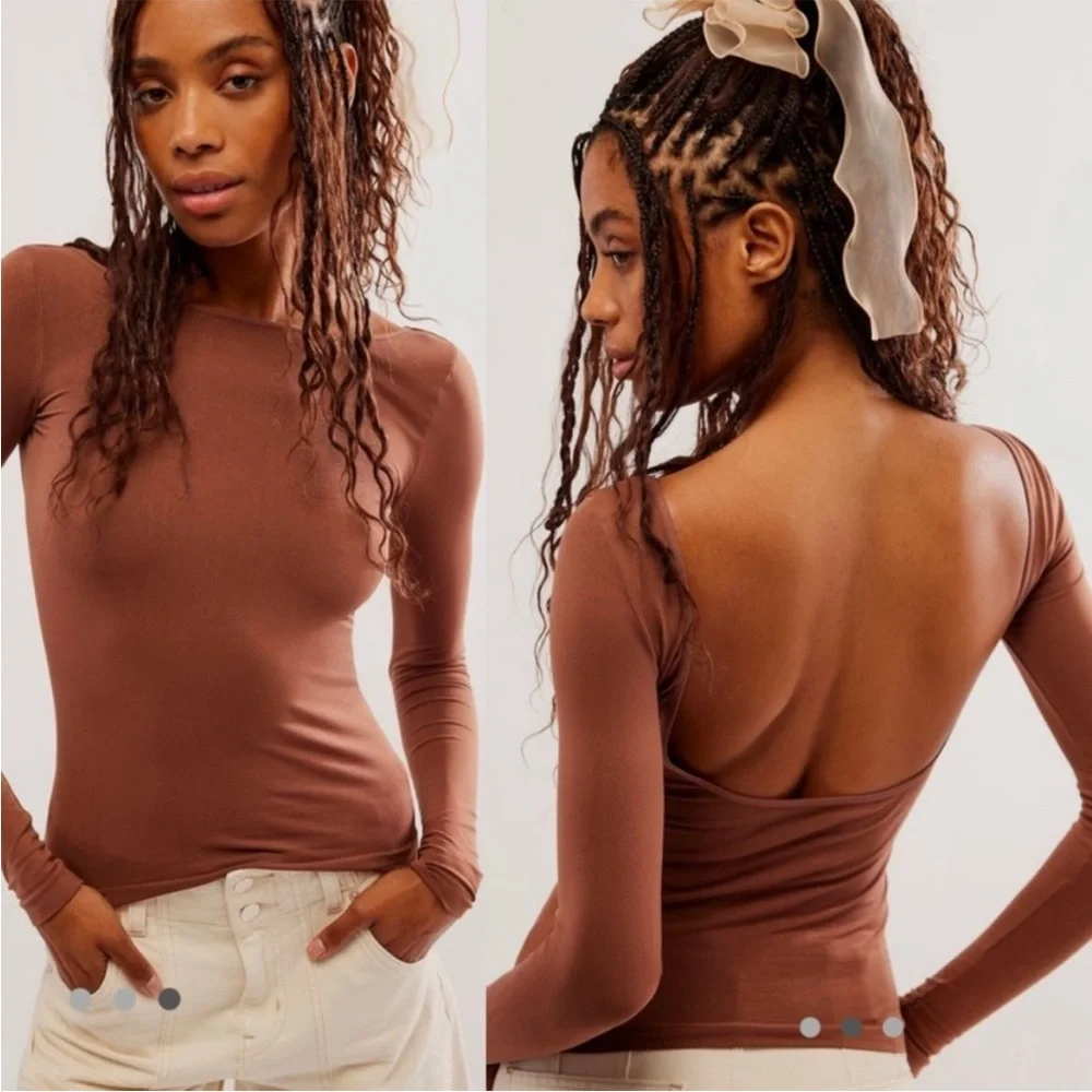 INTIMATELY FREE PEOPLE Low Back Seamless Long Sleeve in Withered Rose Sz M/L NWT